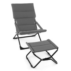 Patio Folding Sling Chair with Ottoman Footrest product